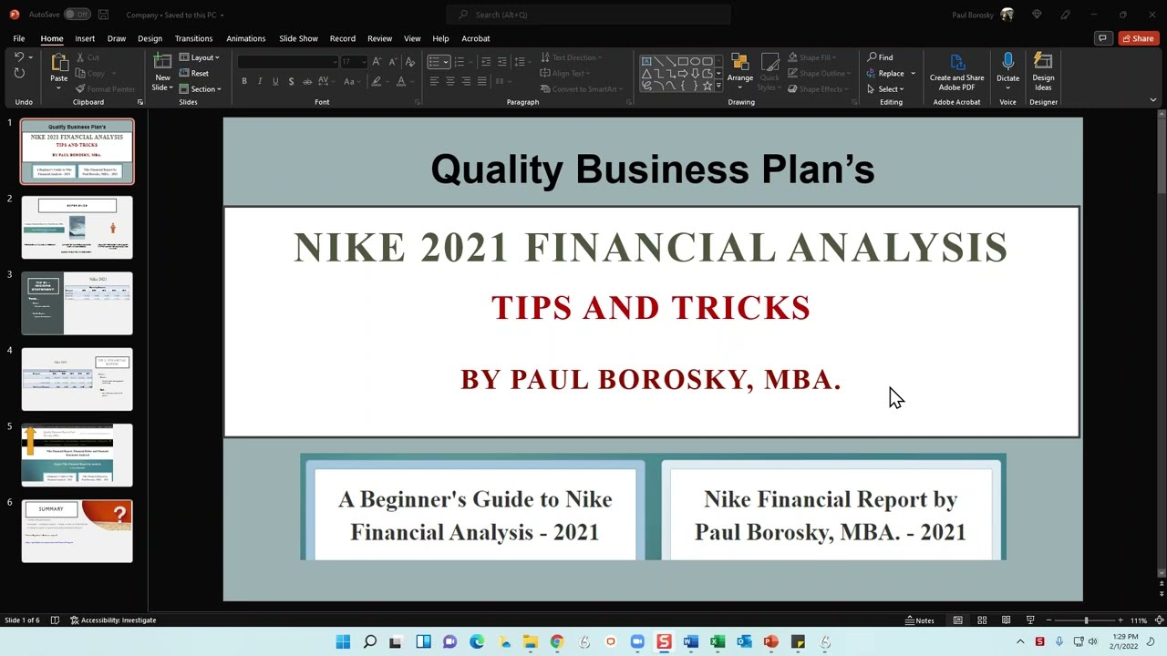 Nike Financial Analysis 2021 Financial Statements and Ratios and Tricks by Paul Borosky, MBA. - YouTube