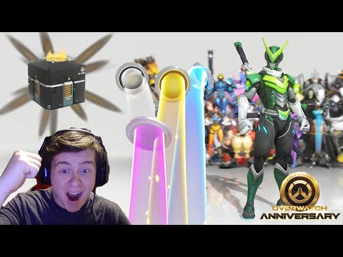 [Overwatch] Unboxing 201 Anniversary Lootboxes + Giveaway