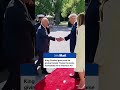 Trump greets King Charles with infamous power handshake