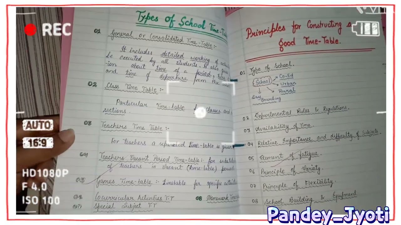 TIME-TABLE FILE || B.Ed || @Pandey_Jyoti  