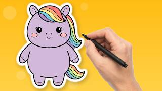 How To Draw a Cute Rainbow Unicorn 🦄 Easy Kawaii Drawing Step by Step