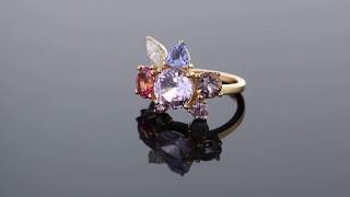 Multi Colored Gemstone Cluster Engagement Ring - Absolute Must-See!