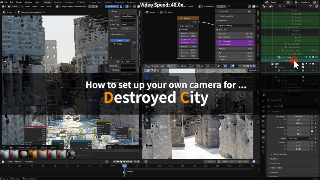 Quick Tutorial: How to set up your camera to Destroyed City without MegaCitigen addon