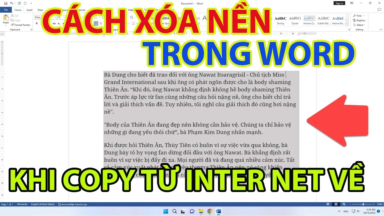 Cách Xóa Nền Chữ Trong Word Khi Copy Từ Internet Về - YouTube