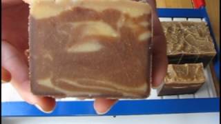Cutting Salted Caramel Brownie Soap