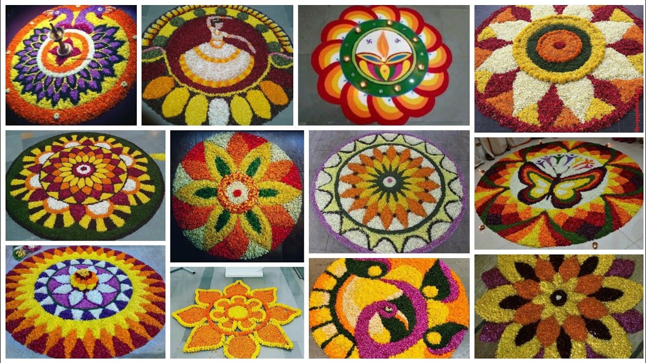 Latest 100+Onam Pookalam FlowerDecoration Rangoli designs with ...