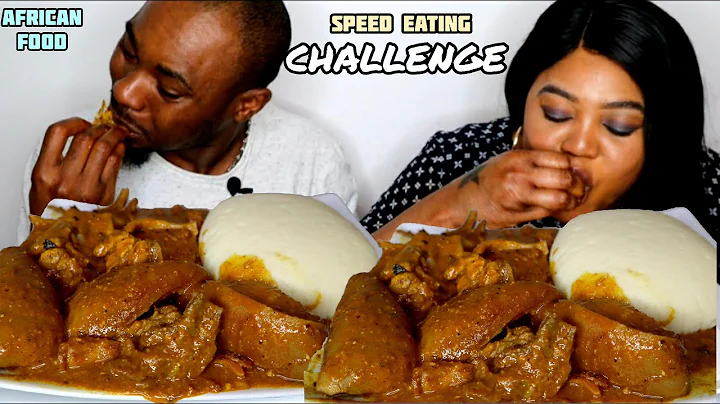 Asmr Fufu And Ogbono Soup With Assorted Meat | Speed Eating Challenge |Reaction Video #TheAdimFamily