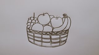 how to draw fruit basket drawing easy step for beginners