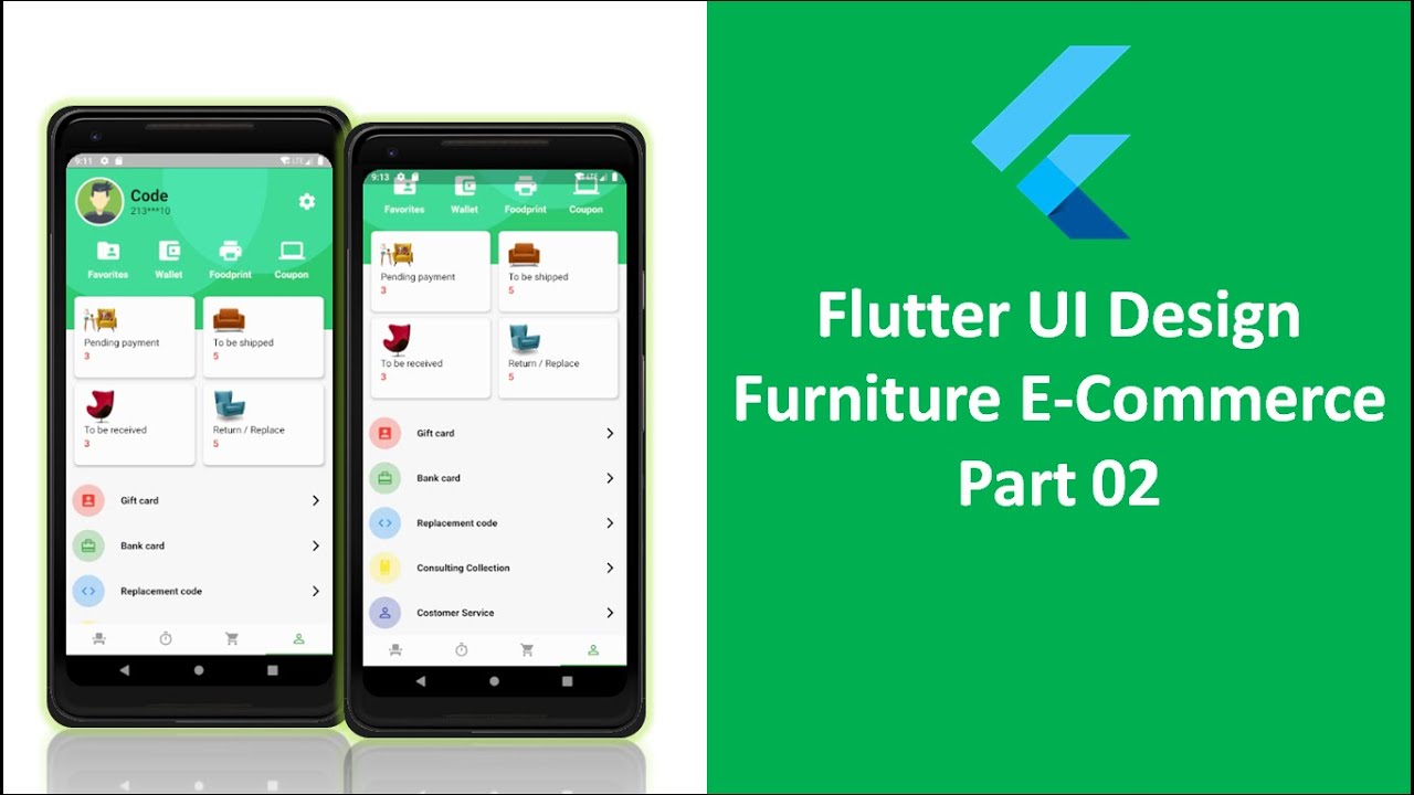 Flutter UI Design - Furniture E-Commerce Application part 2 - Android