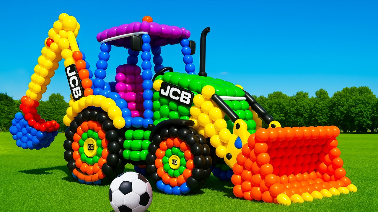 The mascot vibrato assistant JCB and Tractor placed on the football field is popular, co produced