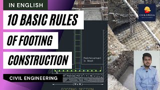 10 Basic Rules For Footing Construction in English l Civil Engineering concept l AutoCAD