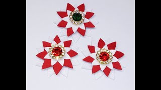 DIY~Cute Little Peppermint Poinsettias For Tags &amp; Cards~Free Pattern!