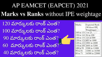 AP EAMCET 2021 Marks vs Ranks without IPE weightage | AP EAMCET 2021 Marks vs Ranks
