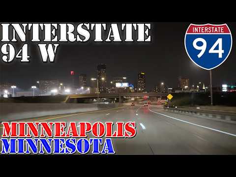 I-94 West - Minneapolis - St. Paul - Minnesota - 4K Night Highway Drive