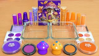 Purple vs Orange - Mixing Makeup Eyeshadow Into Slime ASMR