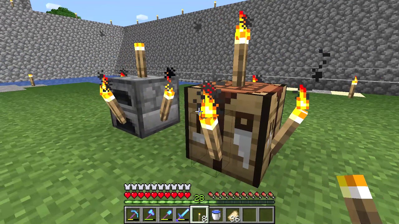 How to put Torches on Crafting Table and Furnace Minecraft YouTube