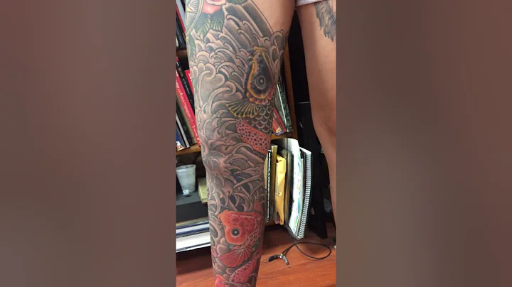 Japanese style leg tattoo