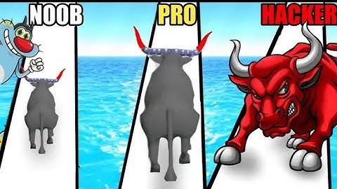 Noob vs PRO Vs Hacker In Bull Master 3D| Oggy jack Gameideo Funny Gameplay Video Kisan Gaming