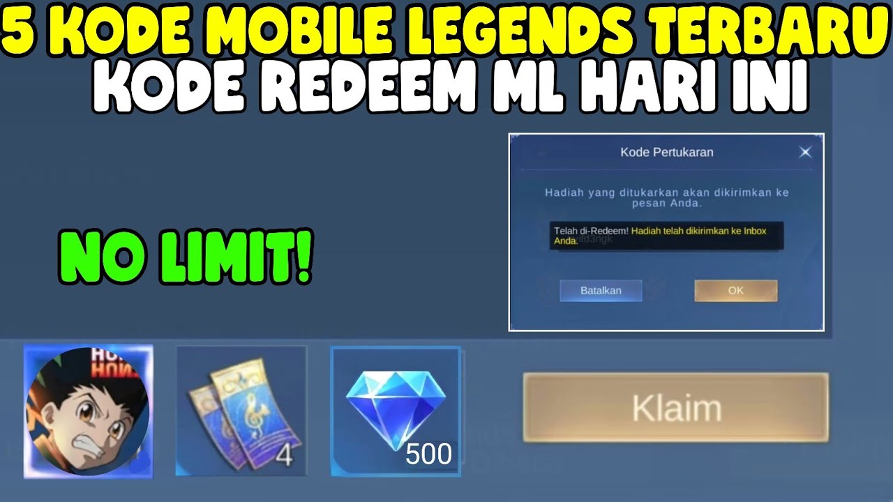 NO LIMIT! 5 KODE REDEEM ML HARI INI KODE REDEEM MOBILE LEGENDS KODE ...