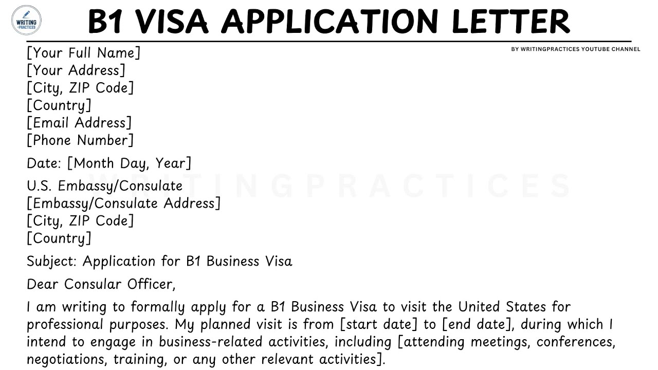 How To Write A B1 Visa Application Letter Step by Step Guide | Writing ...