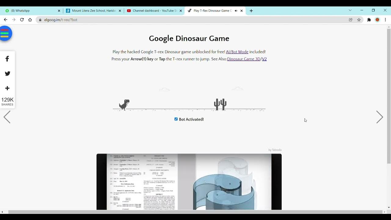 Chrome T-Rex Dinosaur Game 3D - elgooG