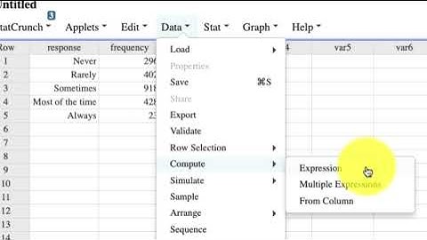Statcrunch 2022 - Relative Frequencies