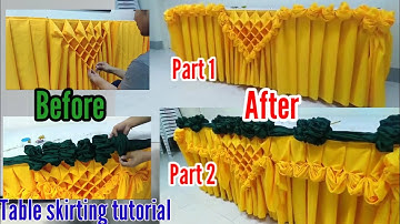 Table skirting tutorial design with rose pleats part 1 and part 2 compilation.