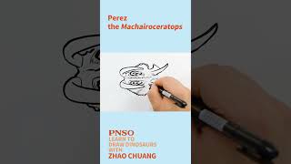 Head Close-up Drawing of a Machairoceratops (Top View)-Learn to Draw Dinosaurs with ZHAO Chuang