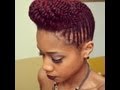 Two Strand Flat Twist Natural Hair Pompadour Updo