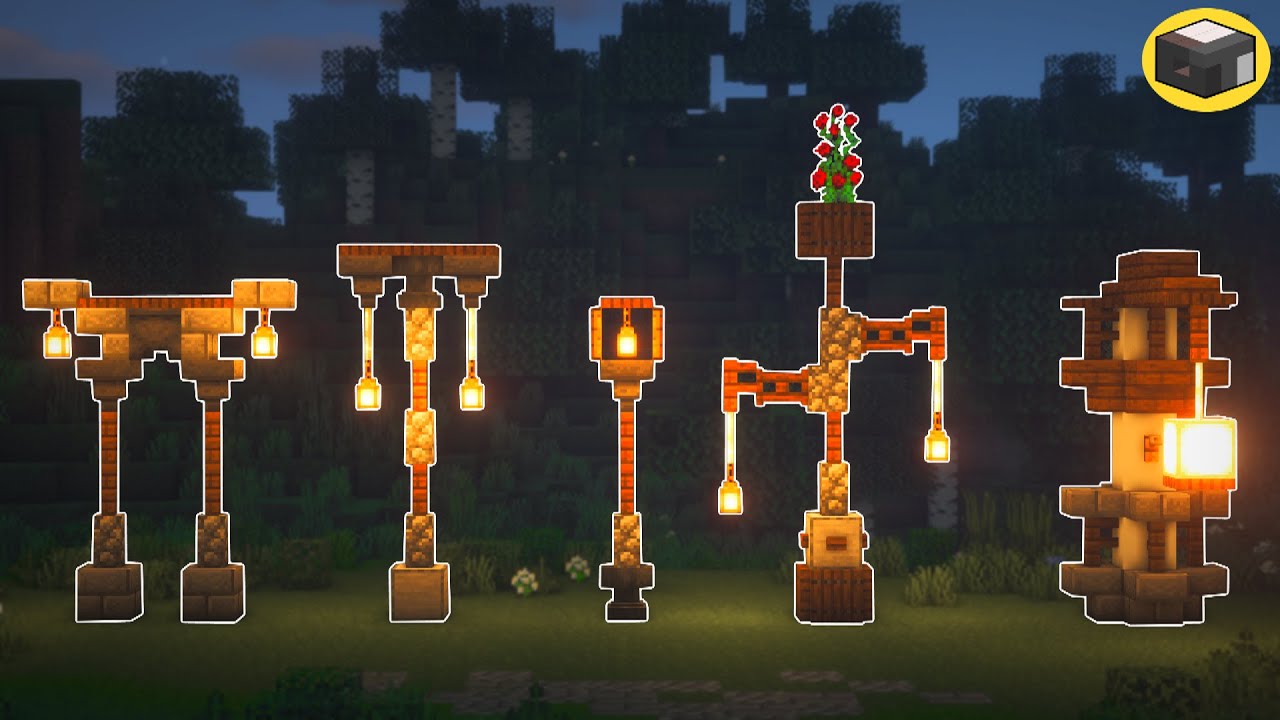 Minecraft: How Build 5 Unique LAMP POST Designs - YouTube