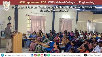 Glimpses of FDP on ‘Transforming Technical Education & Research through Generative AI’ | CSE | MCE