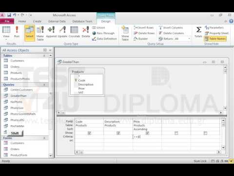 Modify the GreaterThan query to prompt the user to enter a number displaying the message Enter...