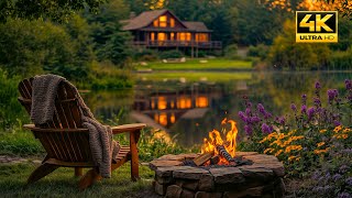 Tranquil Summer Escape Lakeside with Birdsong | Soothing Fire and Nature Sounds for Deep Relaxation