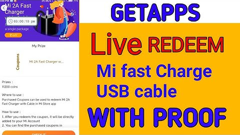 Getapps Live Redeem Mi Fast Charge &Usb cable ||💯 With Proof || without captchar redeem ||