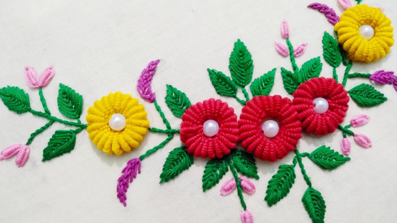 Hand Embroidery Ring Bullion Knot Stitch. YouTube