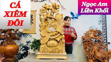 Tượng Cá Xiêm Đôi Gỗ Ngọc Am Liền Khối.Manh tài lộc, may mắn và thành công cho gia chủ.Lh:0389889968