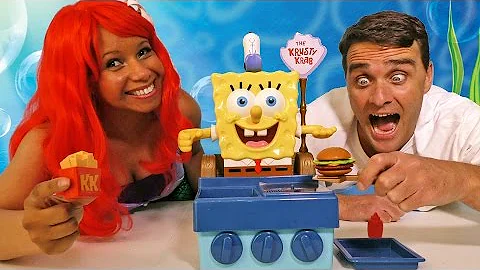 Princess Ariel Plays With SpongeBob Talking Krabby Patty Maker ! || Toy Review || Konas2002