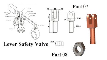 Solidworks tutorial Part Models, Lever Safety Valve, Assembly from LearnVern Part 07 and Part 08