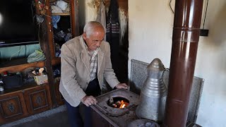 He lives alone in the abandoned village.