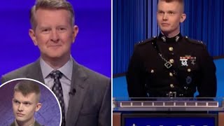 Jeopardy contestant dons his Marine uniform to win big after putting his life on the line for heroic