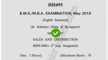 2019 Dcrust MBA 8th Sem Sales & Distribution Question Paper