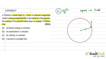 A particle is acted upon by a force of constant magnitude which is always is perpendicular to th...