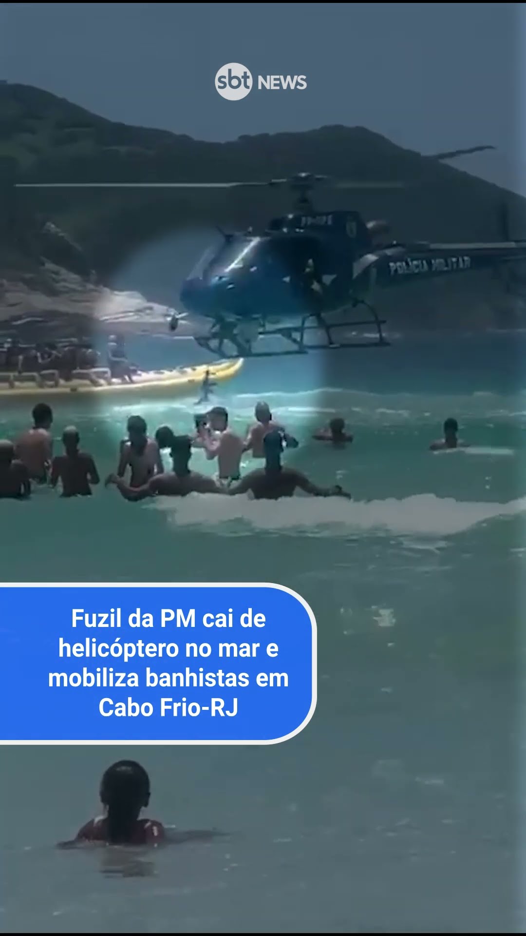 Fuzil da PM cai de helicóptero no mar em Cabo Frio-RJ