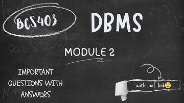 BCS403: MODULE 2 || DBMS IMPORTANT QUESTIONS WITH ANSWER || VTU