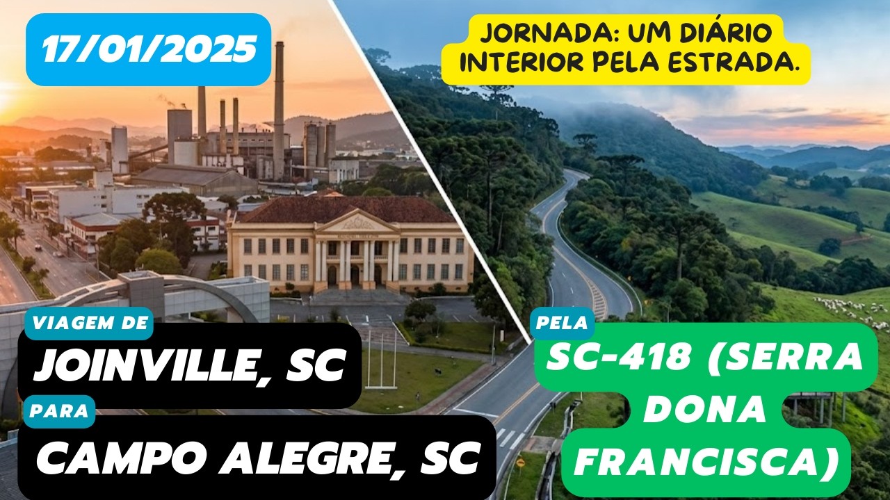 Diário de viagem: Joinville, SC para Campo Alegre, SC (SC-418 - 17/01/2025 - parte 1) #roadtrip