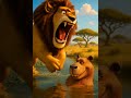 Crazy! 🦁🦦 Lion vs Capybara vs Croc やばい!😂水豚は捕食者に順番待ちさせる! #shorts #capybara #funny #fairytalesstory