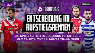 3. Liga Tipps ⚽ 38. Spieltag Prognose u.a. Jahn vs. Cottbus, Duisburg vs. Köln, Ulm vs. Essen uvm.🧐