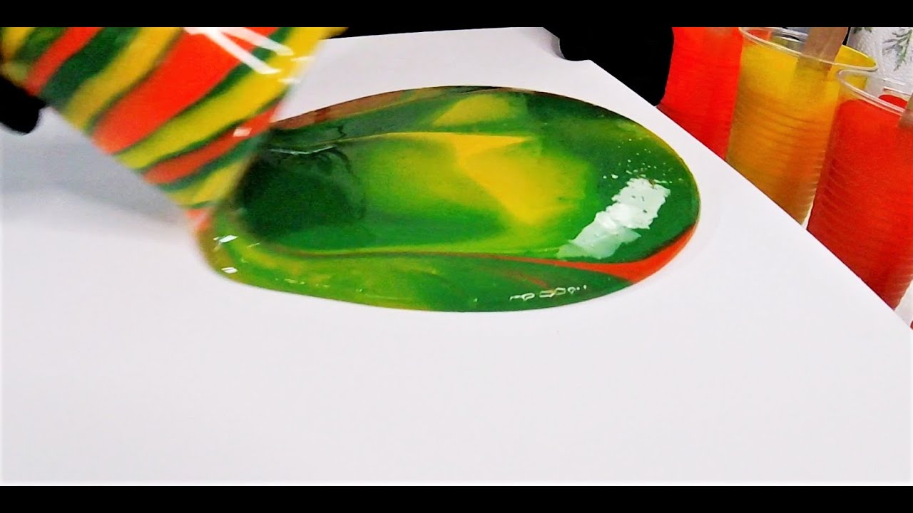 High Risk Flip Cup Pour Painting - Acrylic Pouring with Green ! - YouTube