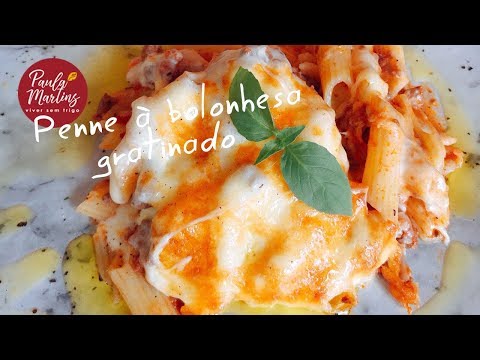 Penne à bolonhesa gratinado | Viver sem Trigo por Paula Martins