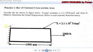 Ansys Bar Problem | Practice 1: Bar of Constant Cross Section Area |Ansys Lab Manual Mechanical